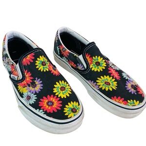 Vans Peace/Floral Classic Slip On Sneakers Size W5 M3.5